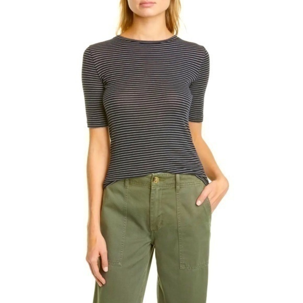 Vinces Stripe Pima Cotton Tee